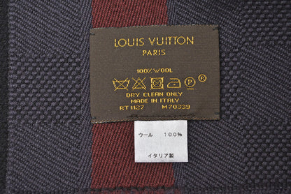 ルイヴィトン マフラー LOUIS VUITTON ウインタースカーフ ウール100％ エシャルプ メサジェ ダミエ 190cm M70339 アントラシット【中古】