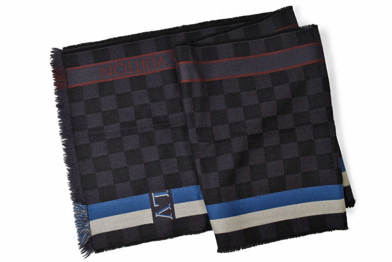 ルイヴィトン マフラー LOUIS VUITTON ウインタースカーフ ウール100％ エシャルプ メサジェ ダミエ 190cm M70339 アントラシット【中古】