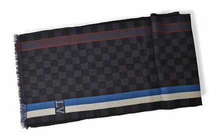 ルイヴィトン マフラー LOUIS VUITTON ウインタースカーフ ウール100％ エシャルプ メサジェ ダミエ 190cm M70339 アントラシット【中古】