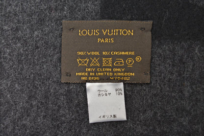 ルイヴィトン マフラー LOUIS VUITTON ウインタースカーフ ウール/カシミヤ エシャルプカーディフ M70482 グレー/ブラック 【中古】