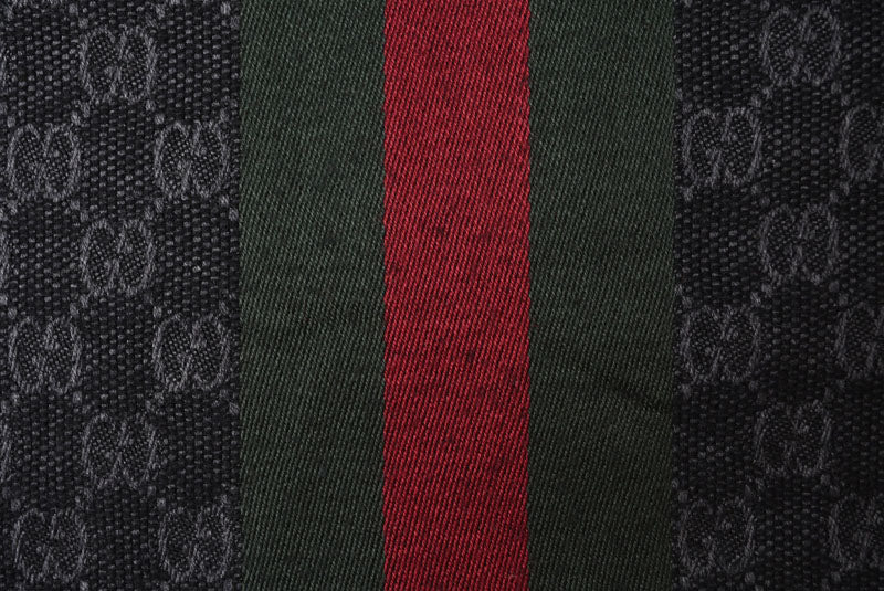 グッチ マフラー GUCCI ウインタースカーフ ウール/シルク グッチ GG柄 ウェビングライン ストール 147351 グレー/ブラック 【中古】