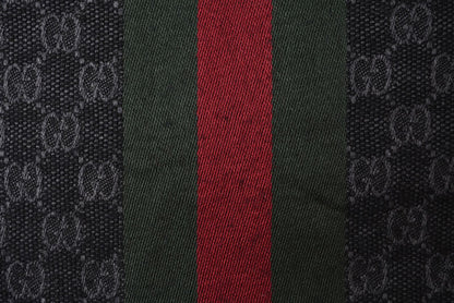 グッチ マフラー GUCCI ウインタースカーフ ウール/シルク グッチ GG柄 ウェビングライン ストール 147351 グレー/ブラック 【中古】