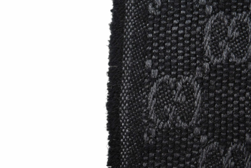 グッチ マフラー GUCCI ウインタースカーフ ウール/シルク グッチ GG柄 ウェビングライン ストール 147351 グレー/ブラック 【中古】