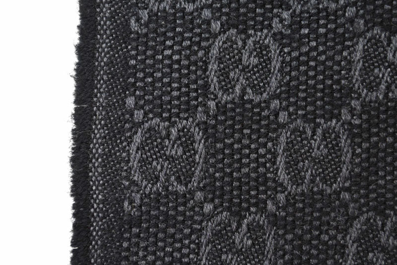 グッチ マフラー GUCCI ウインタースカーフ ウール/シルク グッチ GG柄 ウェビングライン ストール 147351 グレー/ブラック 【中古】