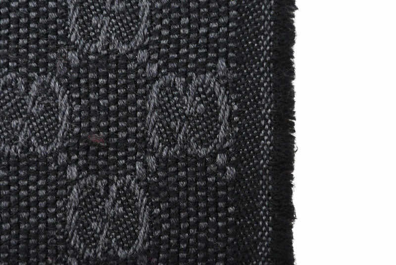 グッチ マフラー GUCCI ウインタースカーフ ウール/シルク グッチ GG柄 ウェビングライン ストール 147351 グレー/ブラック 【中古】