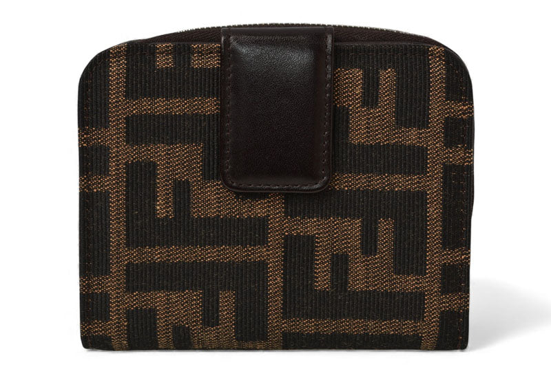 フェンディ 財布/二つ折 FENDI ファスナー式折財布 ZUCCA/ズッカ柄 ブラウン【中古】