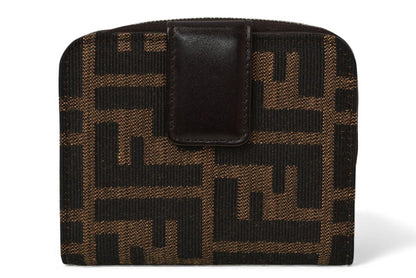 フェンディ 財布/二つ折 FENDI ファスナー式折財布 ZUCCA/ズッカ柄 ブラウン【中古】