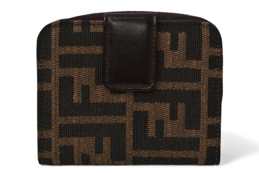 フェンディ 財布/二つ折 FENDI ファスナー式折財布 ZUCCA/ズッカ柄 ブラウン【中古】