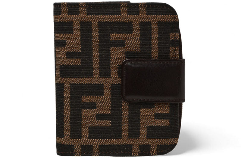 フェンディ 財布/二つ折 FENDI ファスナー式折財布 ZUCCA/ズッカ柄 ブラウン【中古】