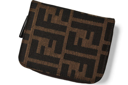 フェンディ 財布/二つ折 FENDI ファスナー式折財布 ZUCCA/ズッカ柄 ブラウン【中古】