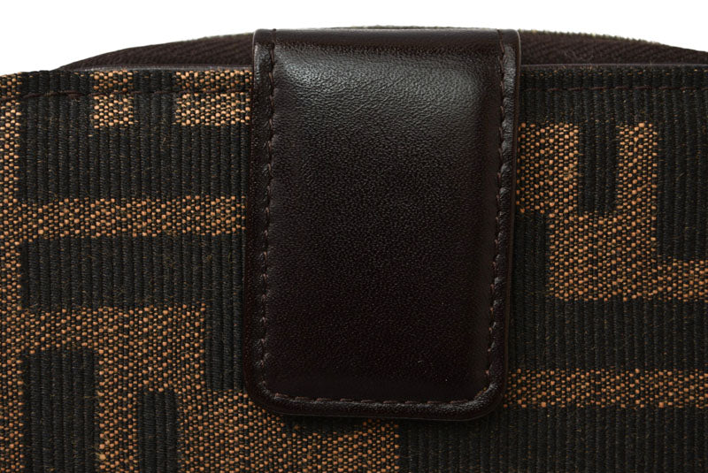 フェンディ 財布/二つ折 FENDI ファスナー式折財布 ZUCCA/ズッカ柄 ブラウン【中古】