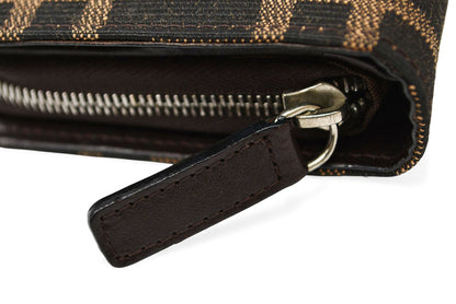 フェンディ 財布/二つ折 FENDI ファスナー式折財布 ZUCCA/ズッカ柄 ブラウン【中古】