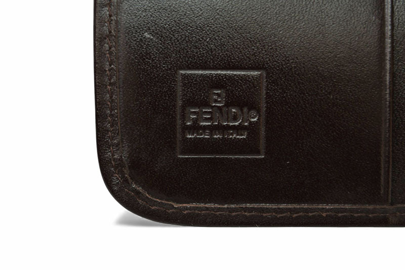 フェンディ 財布/二つ折 FENDI ファスナー式折財布 ZUCCA/ズッカ柄 ブラウン【中古】