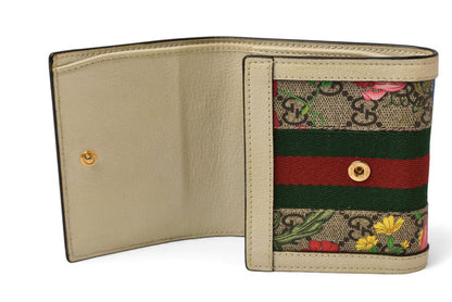 グッチ 財布/二つ折り GUCCI 折財布 GGフローラ シェリーライン Ophidia/オフィディア GGスプリーム 598662 ホワイト/GGベージュ【中古】