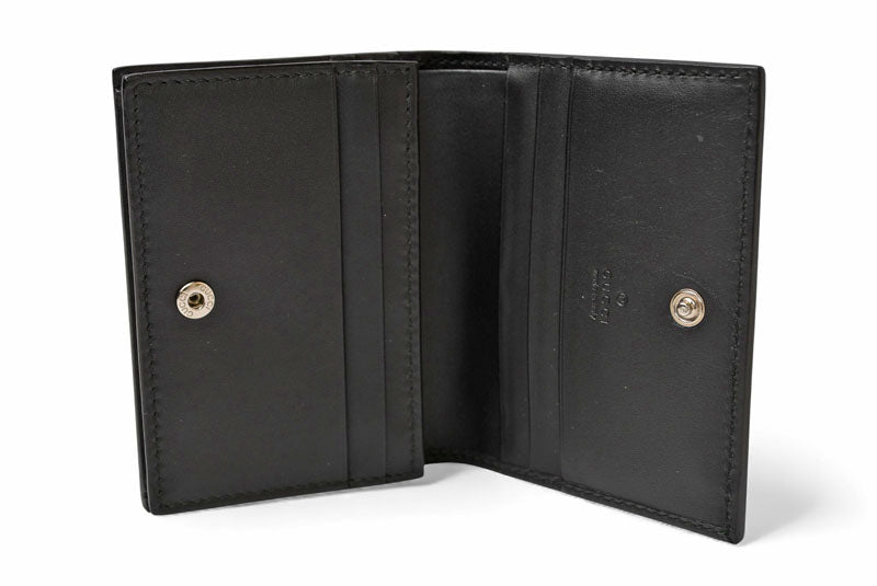 グッチ ミニ財布/二つ折り GUCCI グッチシマ シグネチャー カードケースウォレット 522869 ブラック【中古】