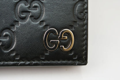 グッチ ミニ財布/二つ折り GUCCI グッチシマ シグネチャー カードケースウォレット 522869 ブラック【中古】