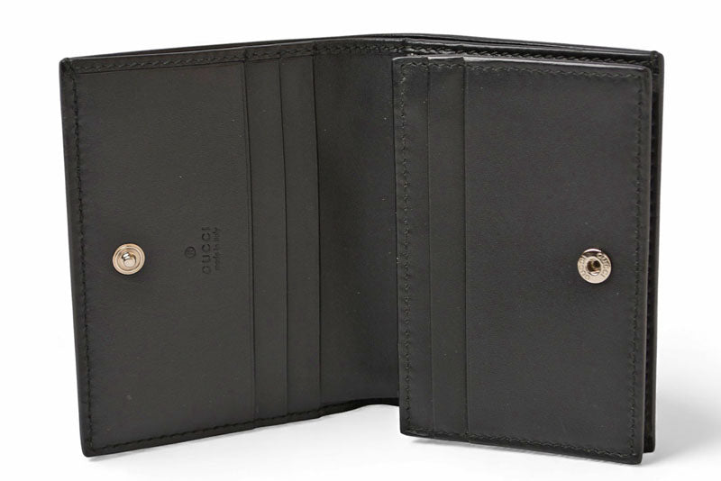 グッチ ミニ財布/二つ折り GUCCI グッチシマ シグネチャー カードケースウォレット 522869 ブラック【中古】