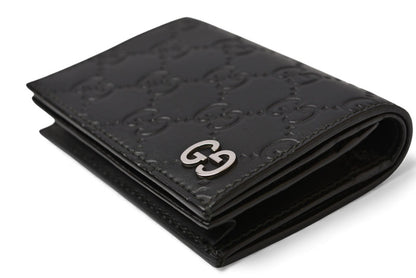 グッチ ミニ財布/二つ折り GUCCI グッチシマ シグネチャー カードケースウォレット 522869 ブラック【中古】