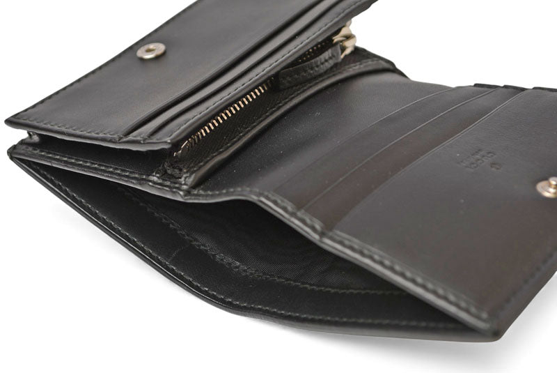 グッチ ミニ財布/二つ折り GUCCI グッチシマ シグネチャー カードケースウォレット 522869 ブラック【中古】