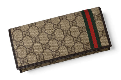 グッチ 財布 GUCCI 二つ折り長財布 ウェビング GGスプリーム GGブラウン/ベージュ 212186 未使用【中古】