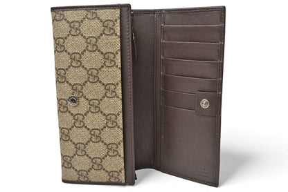グッチ 財布 GUCCI 二つ折り長財布 ウェビング GGスプリーム GGブラウン/ベージュ 212186 未使用【中古】