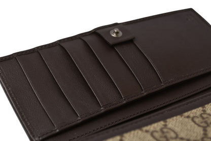 グッチ 財布 GUCCI 二つ折り長財布 ウェビング GGスプリーム GGブラウン/ベージュ 212186 未使用【中古】