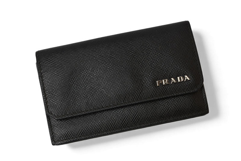 プラダ カードケース/コインケース/名刺入れ PRADA ロゴ レザー NERO/ブラック【中古】