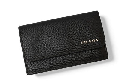 プラダ カードケース/コインケース/名刺入れ PRADA ロゴ レザー NERO/ブラック【中古】