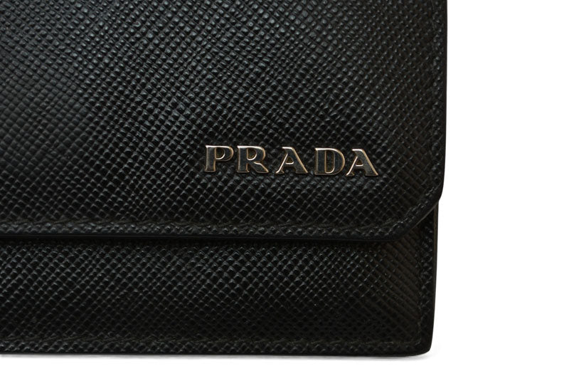 プラダ カードケース/コインケース/名刺入れ PRADA ロゴ レザー NERO/ブラック【中古】