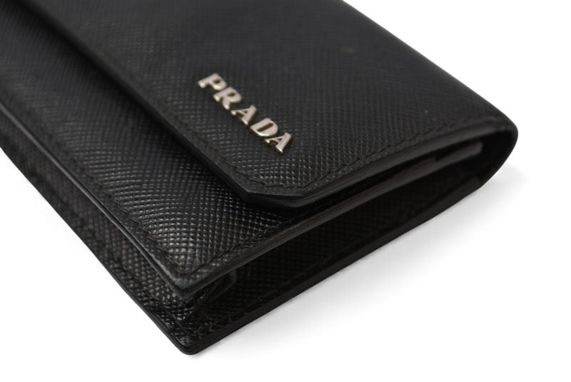 プラダ カードケース/コインケース/名刺入れ PRADA ロゴ レザー NERO/ブラック【中古】