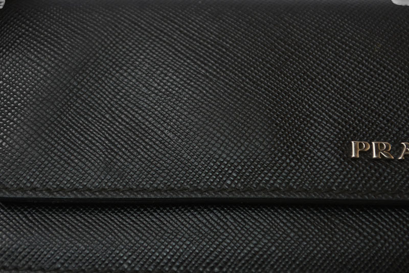 プラダ カードケース/コインケース/名刺入れ PRADA ロゴ レザー NERO/ブラック【中古】