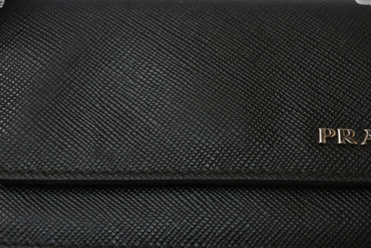 プラダ カードケース/コインケース/名刺入れ PRADA ロゴ レザー NERO/ブラック【中古】