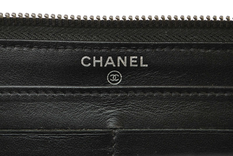シャネル 財布 CHANEL 長財布/ラウンドファスナー カメリア A50085 ダークネイビー【中古】