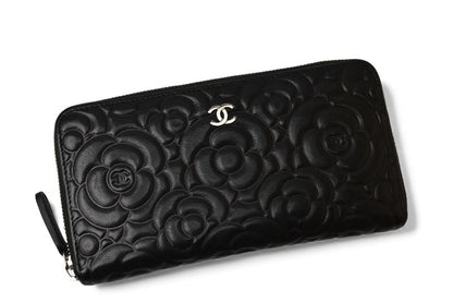 シャネル 財布 CHANEL 長財布/ラウンドファスナー カメリア A50085 ダークネイビー【中古】
