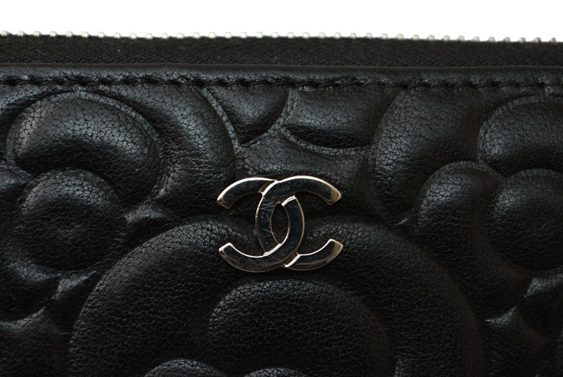 シャネル 財布 CHANEL 長財布/ラウンドファスナー カメリア A50085 ダークネイビー【中古】