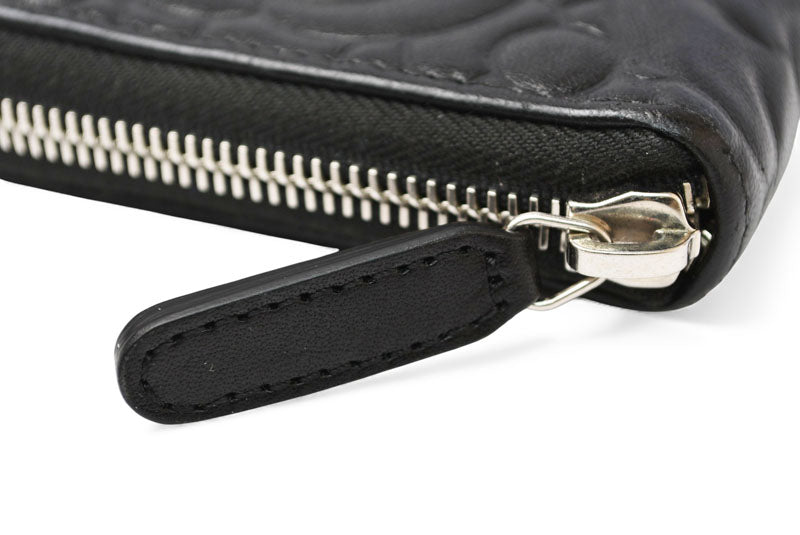 シャネル 財布 CHANEL 長財布/ラウンドファスナー カメリア A50085 ダークネイビー【中古】