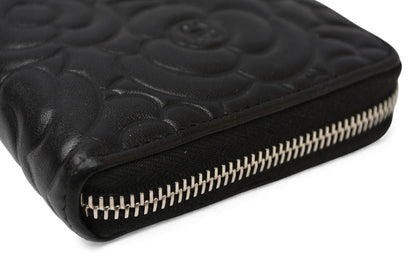 シャネル 財布 CHANEL 長財布/ラウンドファスナー カメリア A50085 ダークネイビー【中古】