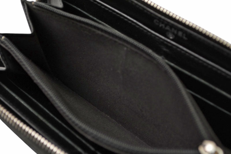 シャネル 財布 CHANEL 長財布/ラウンドファスナー カメリア A50085 ダークネイビー【中古】