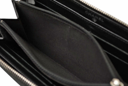 シャネル 財布 CHANEL 長財布/ラウンドファスナー カメリア A50085 ダークネイビー【中古】