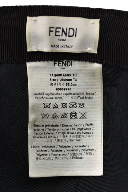 フェンディ ベースボールキャップ/帽子 FENDI 調整ストラップ FFロゴ ブラウン FXQ498 ブラウン/レッド 58cm【中古】