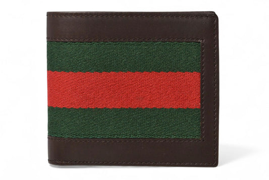 グッチ 財布/二つ折り財布 GUCCI メンズ 折財布 ウェブライン ダークブラウン 245768 未使用【中古】