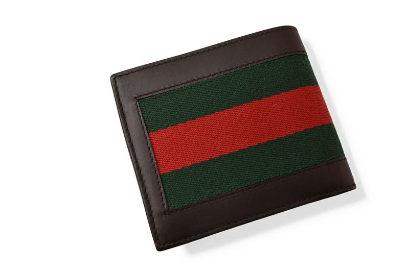 グッチ 財布/二つ折り財布 GUCCI メンズ 折財布 ウェブライン ダークブラウン 245768 未使用【中古】