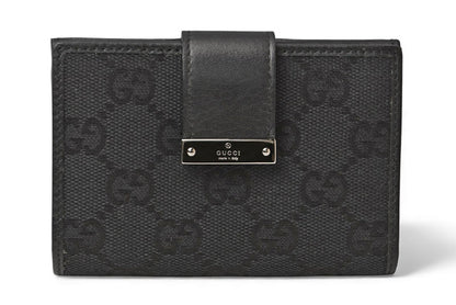 グッチ カードケース/名刺入れ/パスケース GUCCI 92273 GGキャンバス ブラック 未使用【中古】