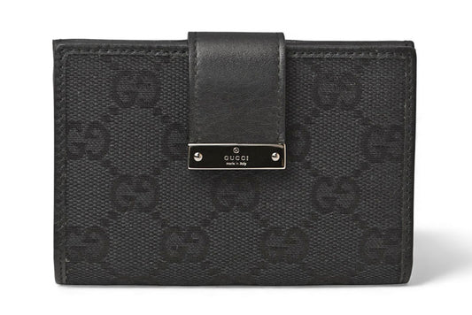 グッチ カードケース/名刺入れ/パスケース GUCCI 92273 GGキャンバス ブラック 未使用【中古】