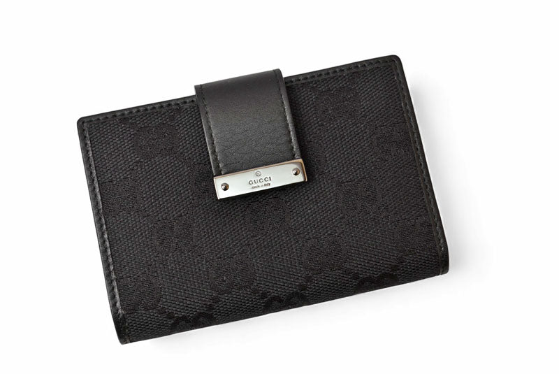 グッチ カードケース/名刺入れ/パスケース GUCCI 92273 GGキャンバス ブラック 未使用【中古】