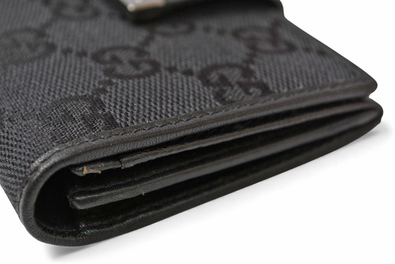 グッチ カードケース/名刺入れ/パスケース GUCCI 92273 GGキャンバス ブラック 未使用【中古】