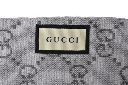 グッチ マフラー GUCCI ウインタースカーフ ウール100% GG柄/ライトグレー 325806 3G206 1263【中古】