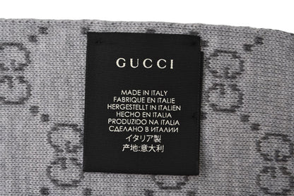グッチ マフラー GUCCI ウインタースカーフ ウール100% GG柄/ライトグレー 325806 3G206 1263【中古】