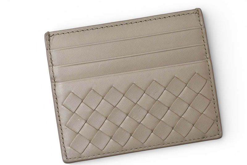 ボッテガヴェネタ カードケース/名刺入れ BOTTEGA VENETA イントレチャート レザー ライトグレー 548510【中古】
