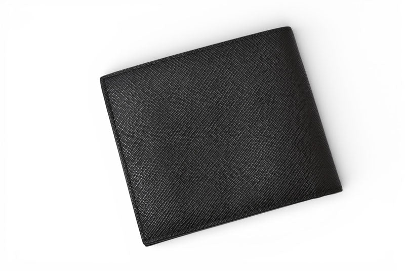 プラダ 財布 二つ折り アウトレット メンズ PRADA 折財布 SAFFIANO/レザー ブラック/ダークネイビー 2M0738【中古】